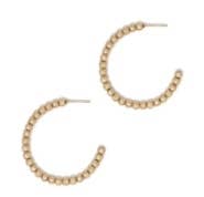 Gold Textured Beaded 1.5 Hoop Earring