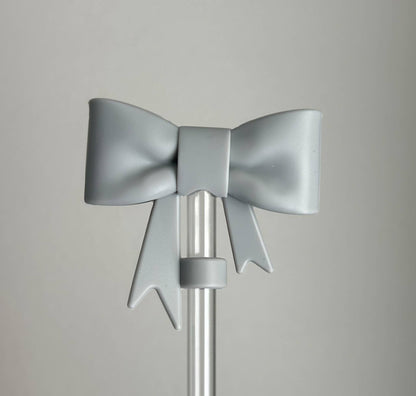 Bow Straw Topper -Grey