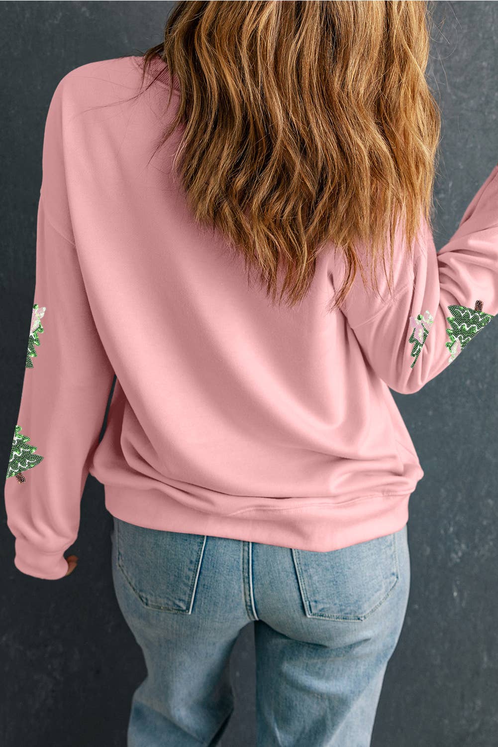 Sequined Christmas Tree Shirt-Pink