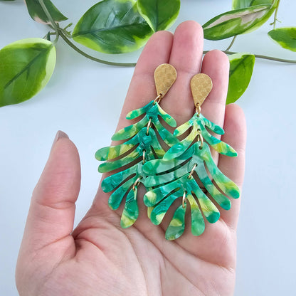 Palm Earrings - Green