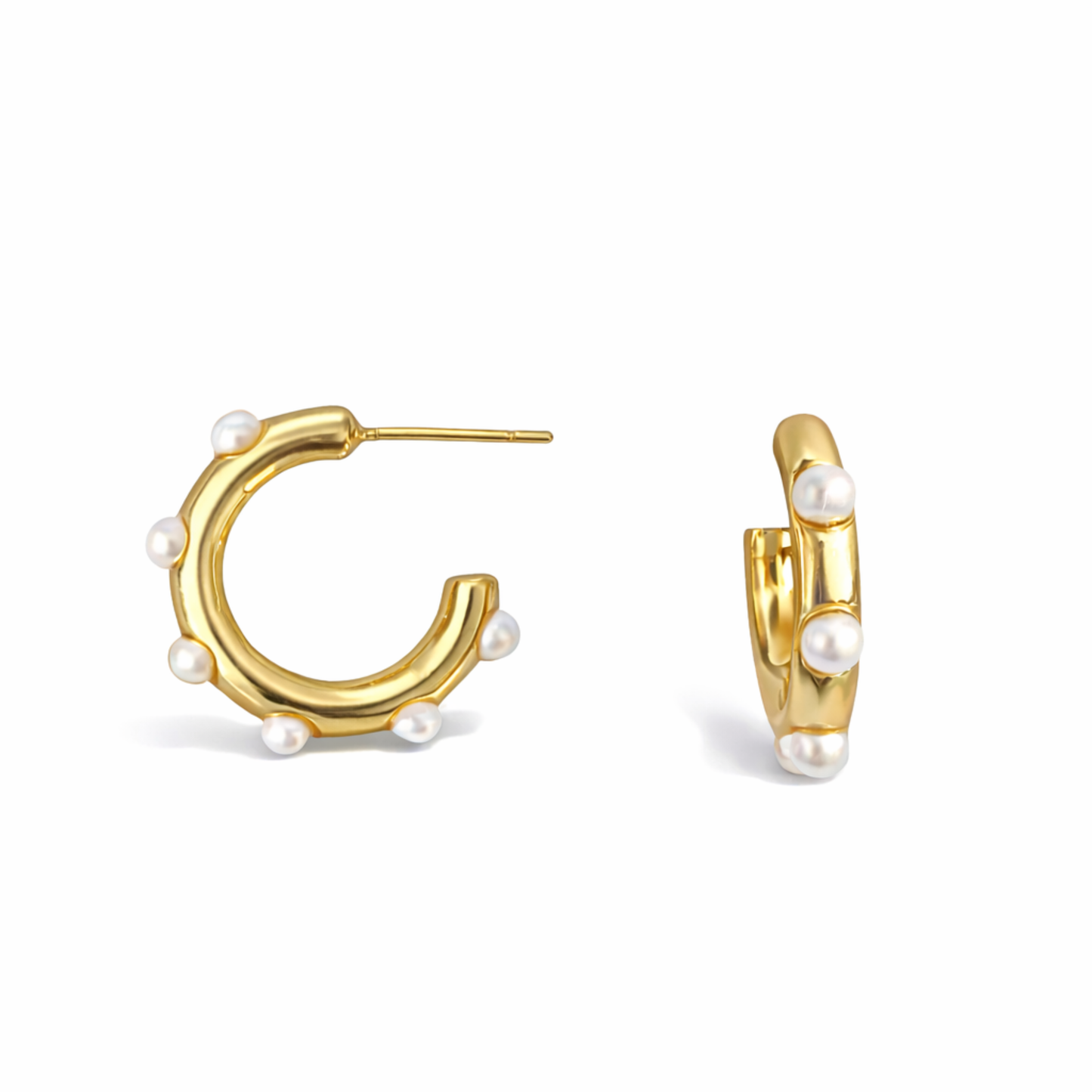 Pearl Accent Hoop Earrings