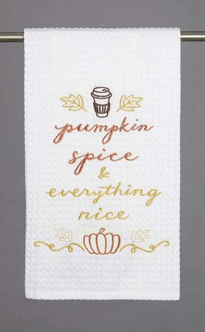 Pumpkin Spice Everything Nice Waffle Weave Kitchen Towel