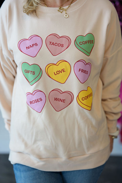 My Favorite Things Micro Fleece Crewneck, Ivory