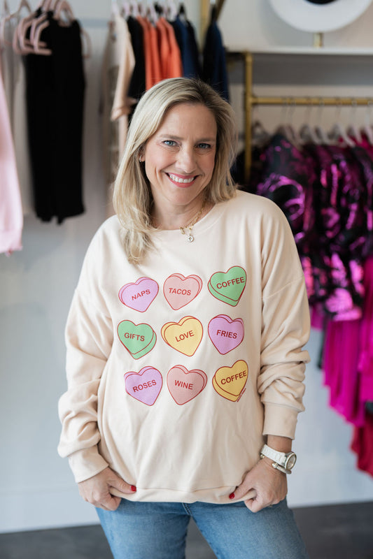 My Favorite Things Micro Fleece Crewneck, Ivory