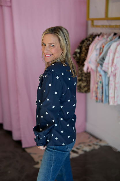 Polka Dot Scallop Ruffled Top