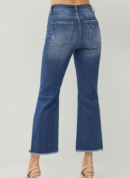 High rise crop straight jeans