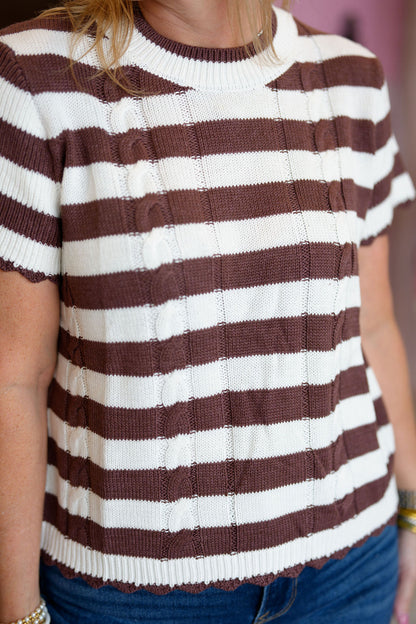 Chocolate Cable Knit Top