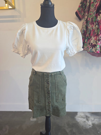 Olive Denim Skirt