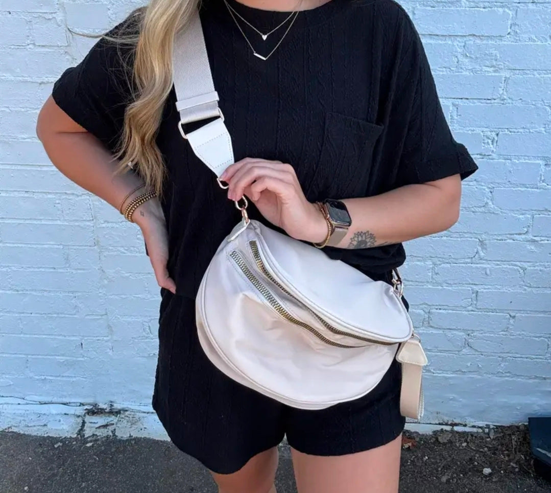 Nylon Crossbody-Cream