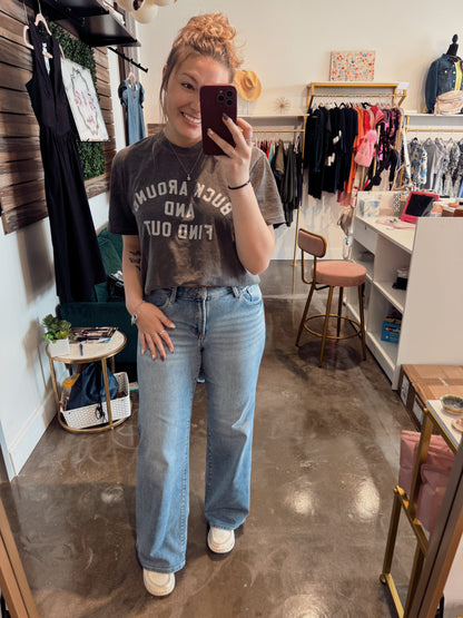 Mid Rise Straight Leg Jeans