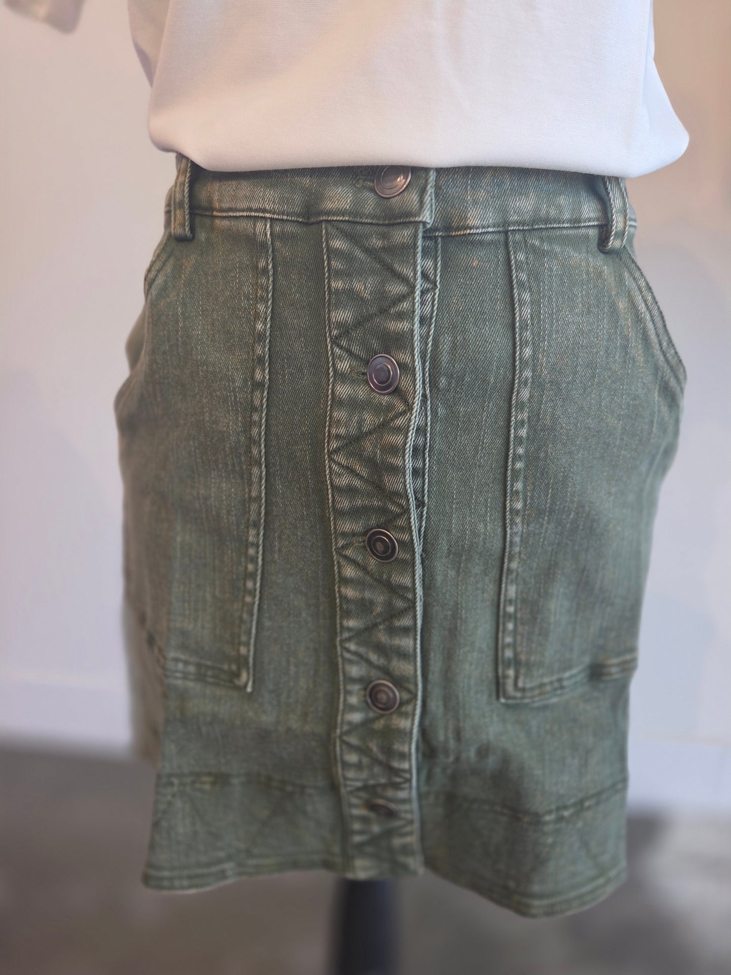Olive Denim Skirt