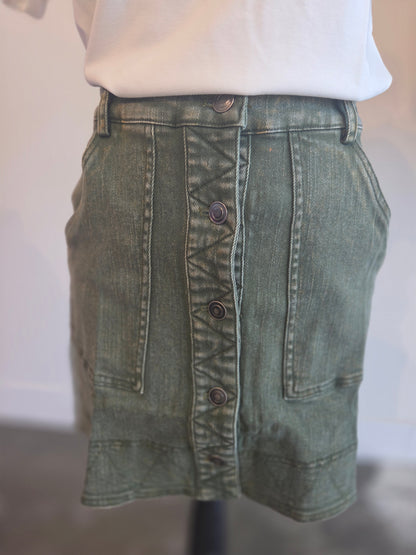 Olive Denim Skirt