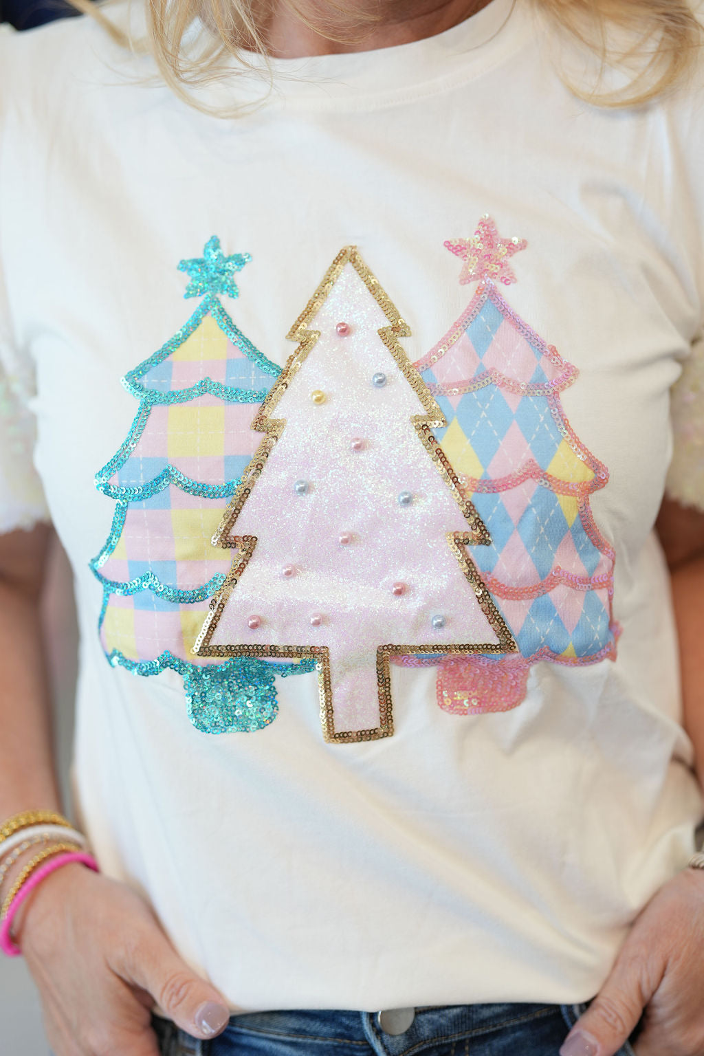 Festive Forest on Princess Top, White