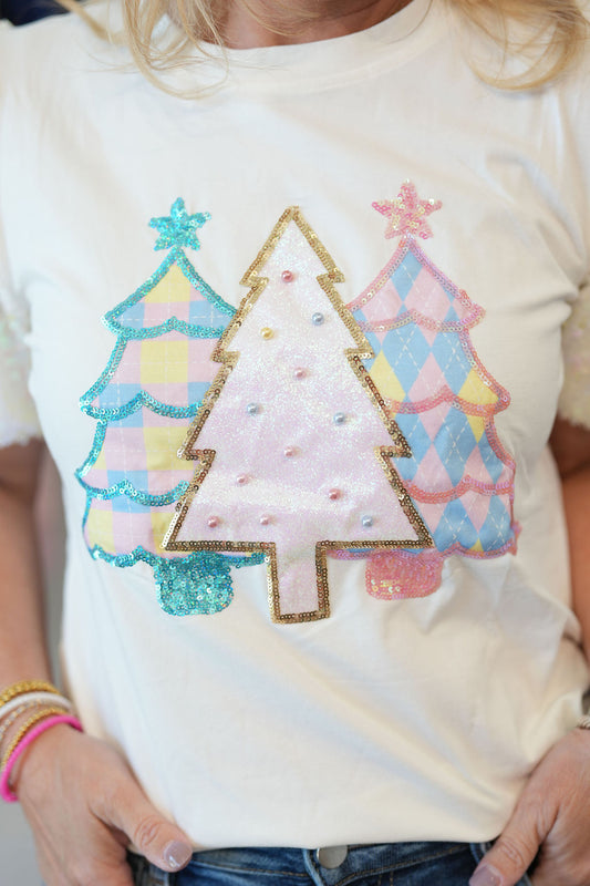 Festive Forest on Princess Top, White