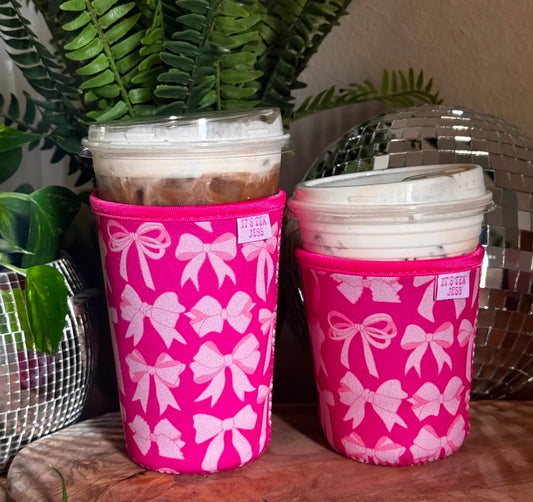 Coffee Sleeves-Pink Bow