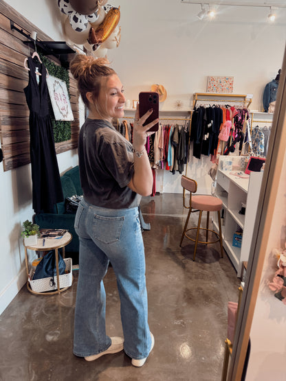 Mid Rise Straight Leg Jeans