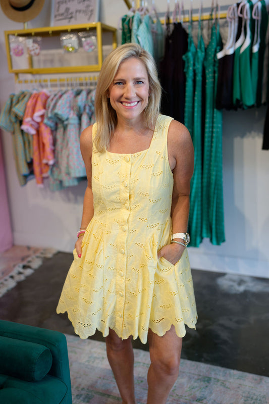 Yellow Eyelet Dress