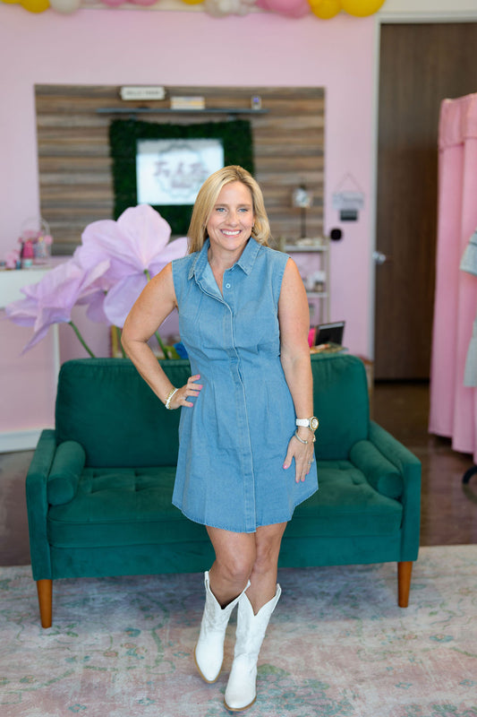 Denim Shirt Collar Dress