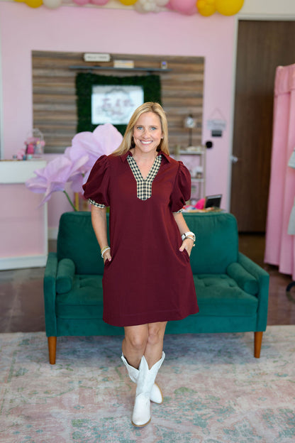 Gingham Trim Dress