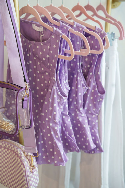 Cheer Purple Polka Dot Peplum Top