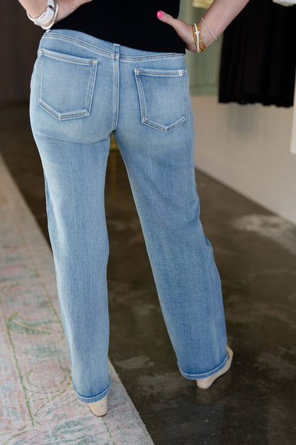 Mid Rise Straight Leg Jeans